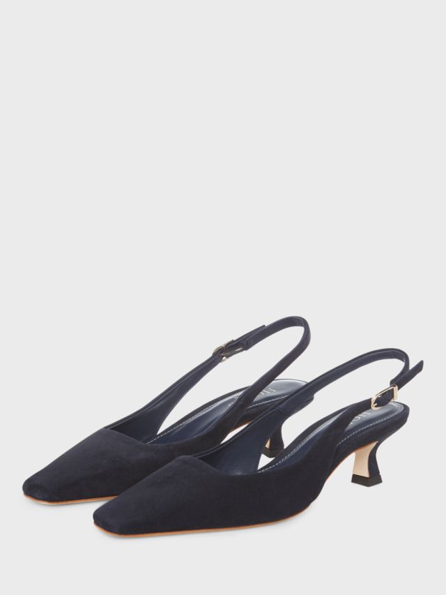 Hobbs Dita Slingback Suede Court Shoes, Navy, 3