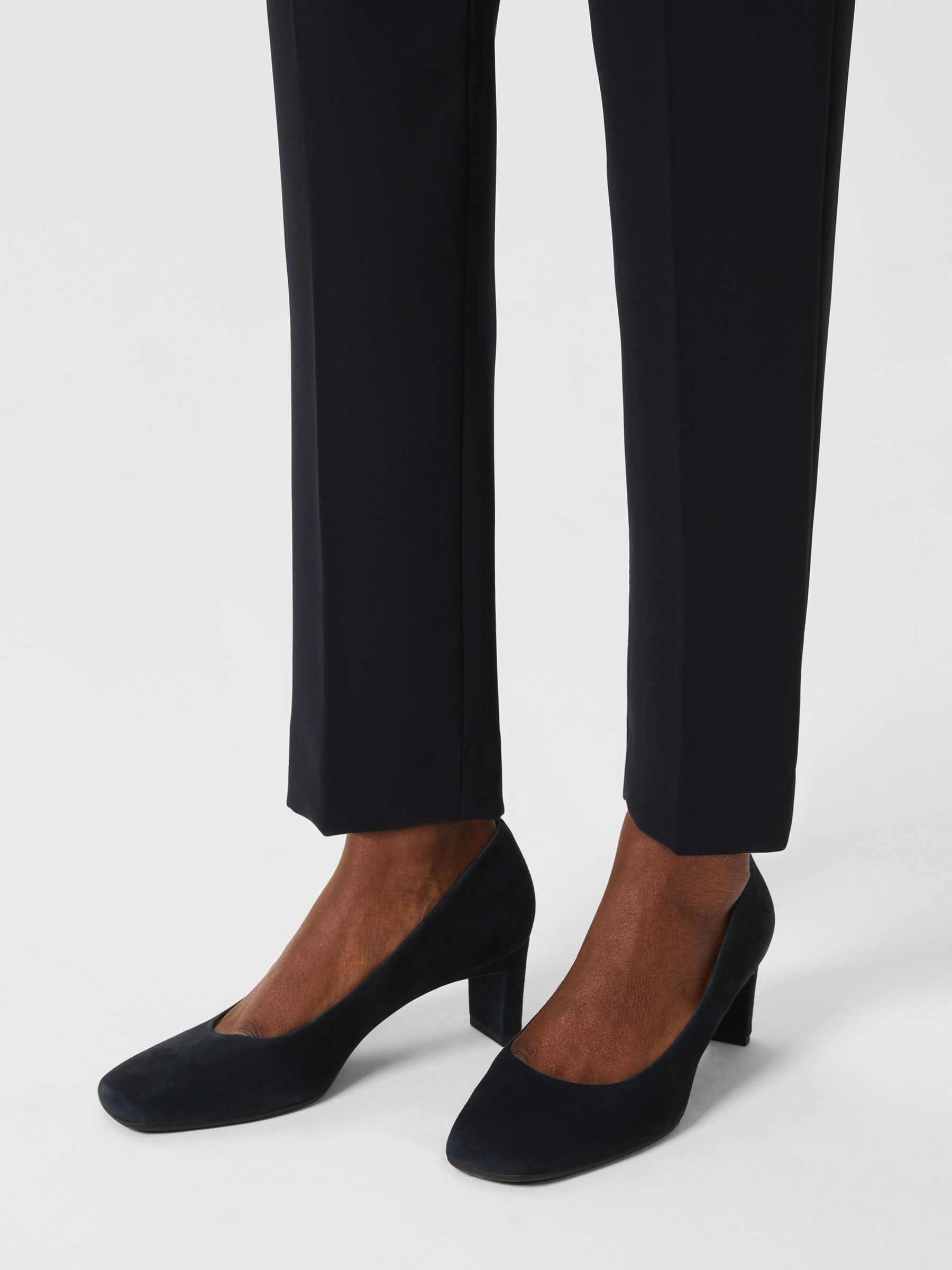 Hobbs Myra Block Heel Court Shoes, Navy Patent at John Lewis & Partners