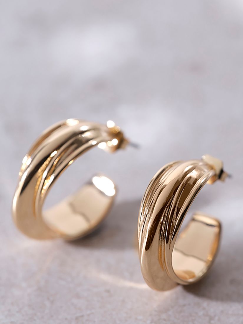 IBB 9ct Gold Diamond Cut Small Hoop Earrings, Gold at John Lewis