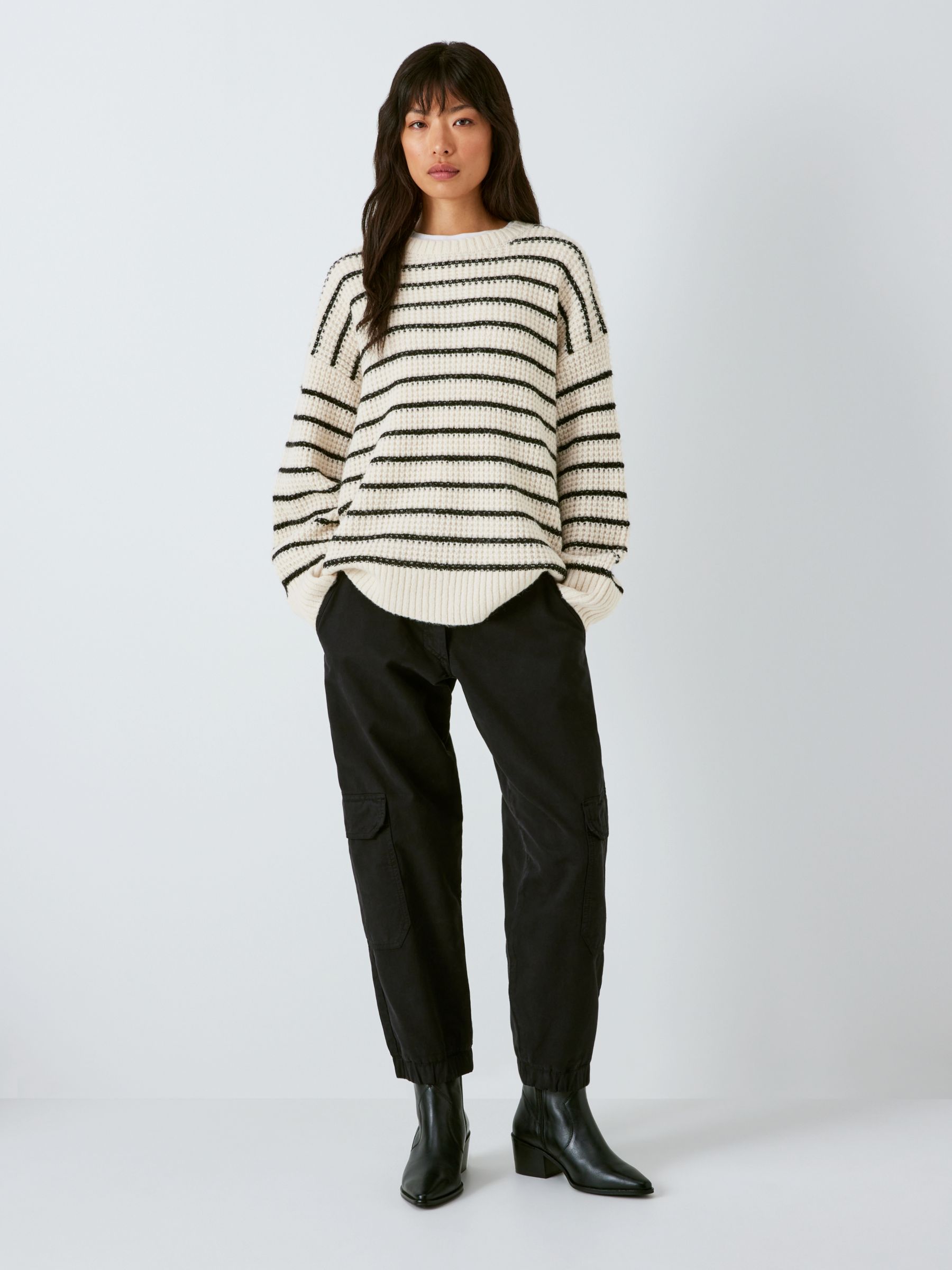 AND/OR Iris Oversized Stripe Jumper, Cream at John Lewis & Partners