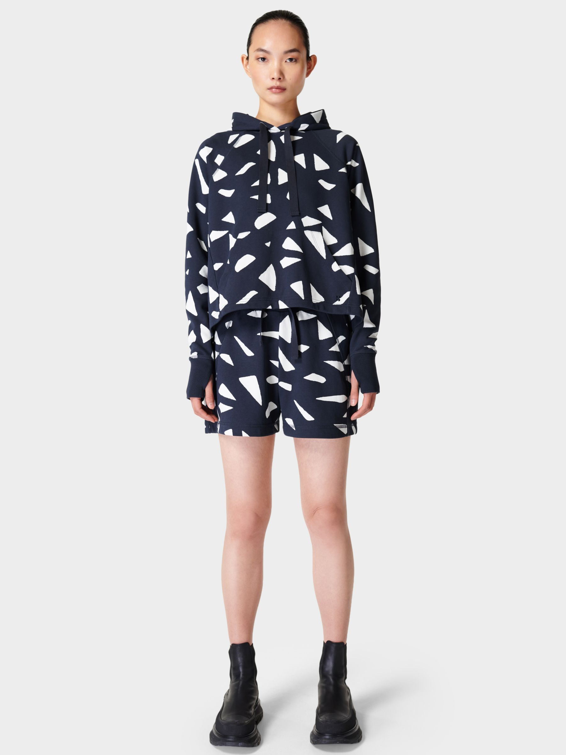 Sweaty Betty Revive Cropped Hoody, Navy Blue Vintage at John Lewis ...