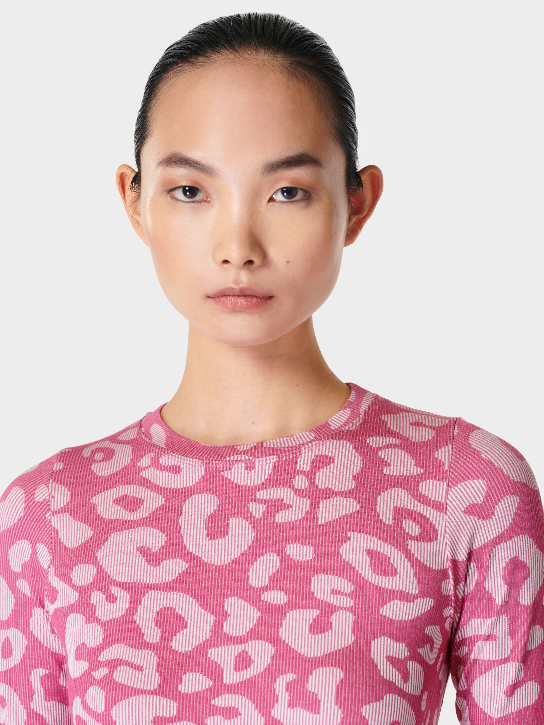 Sweaty Betty Glisten Seamless Animal Print Workout Top, Ambient Pink, XS