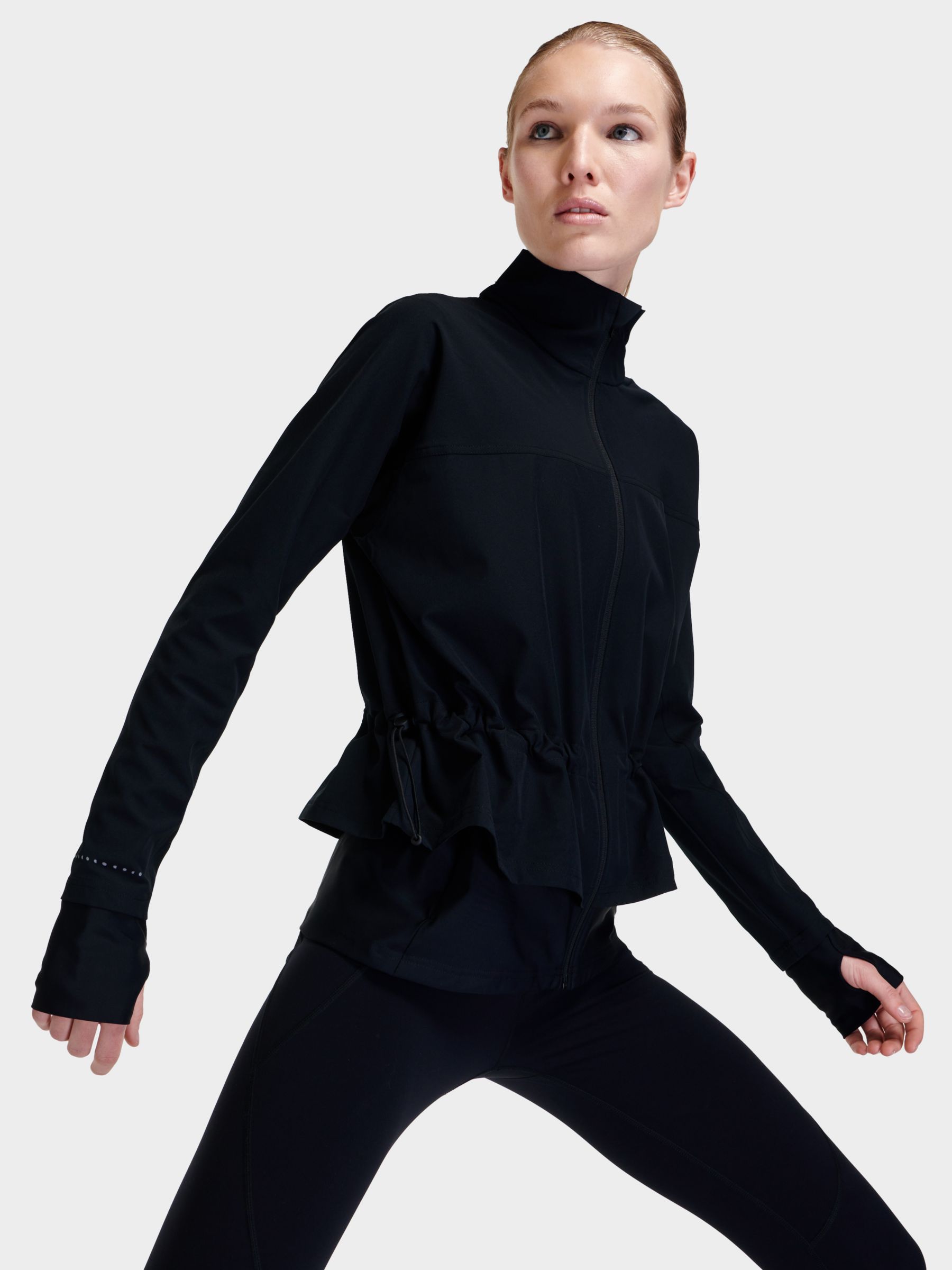 Black Mesh Zip Up Mock Turtleneck Activewear Jacket Tangerine Women's MEDIUM