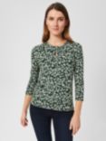 Hobbs Julia Floral Print Jersey Top, Green/Multi