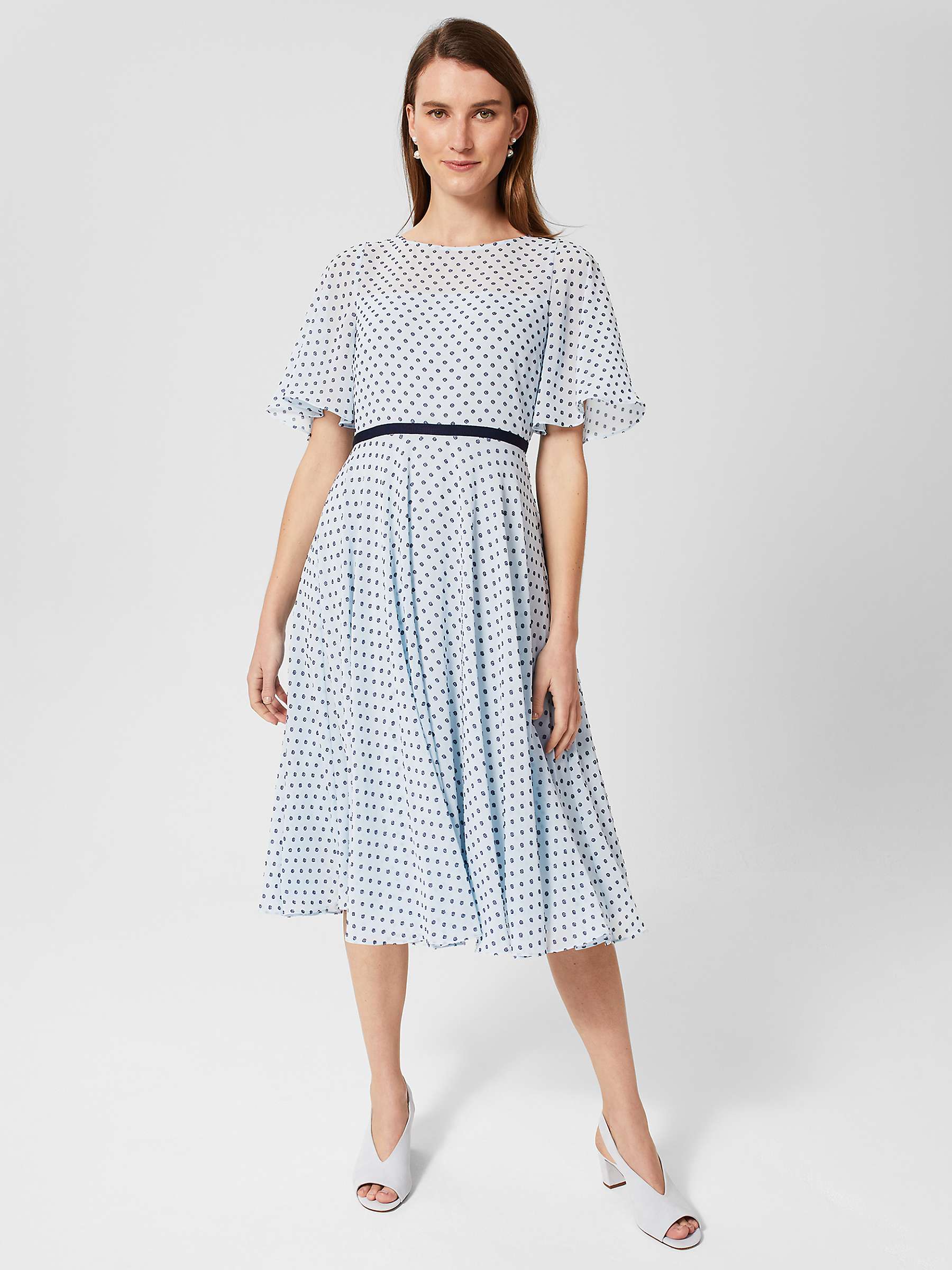 Buy Hobbs Petite Eleanor Dress, Blue/White Online at johnlewis.com