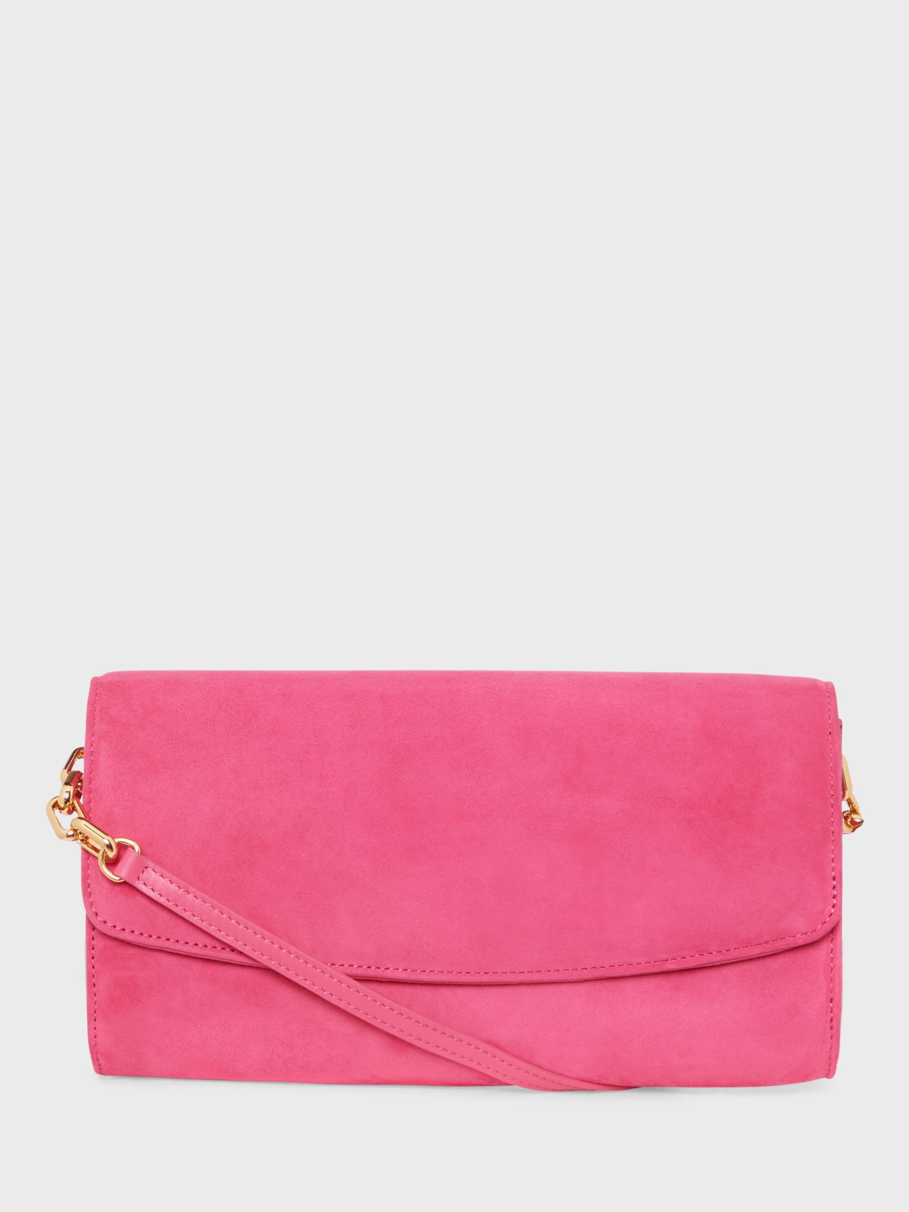 Hobbs Sarah Leather Clutch Bag, Bright Pink at John Lewis & Partners