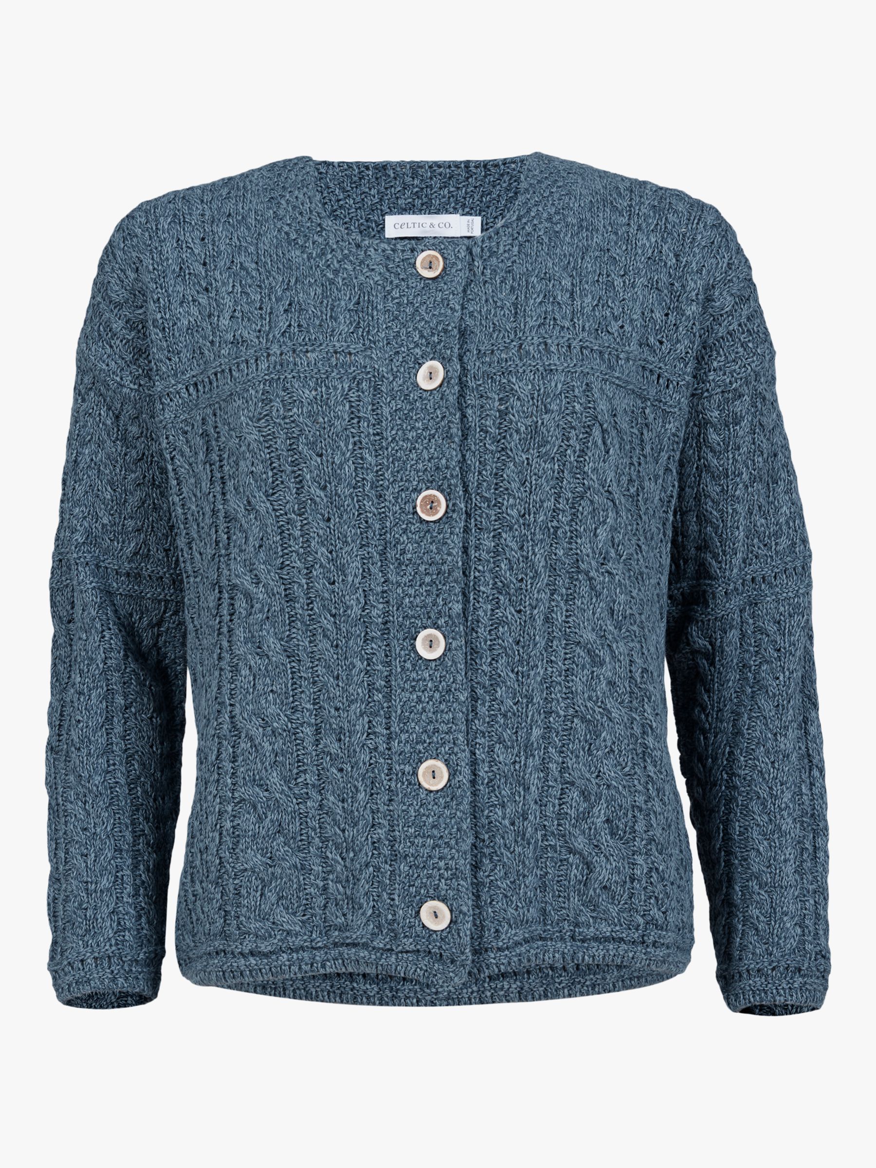 Celtic & Co. Cotton Linen Cardigan, Indigo at John Lewis & Partners