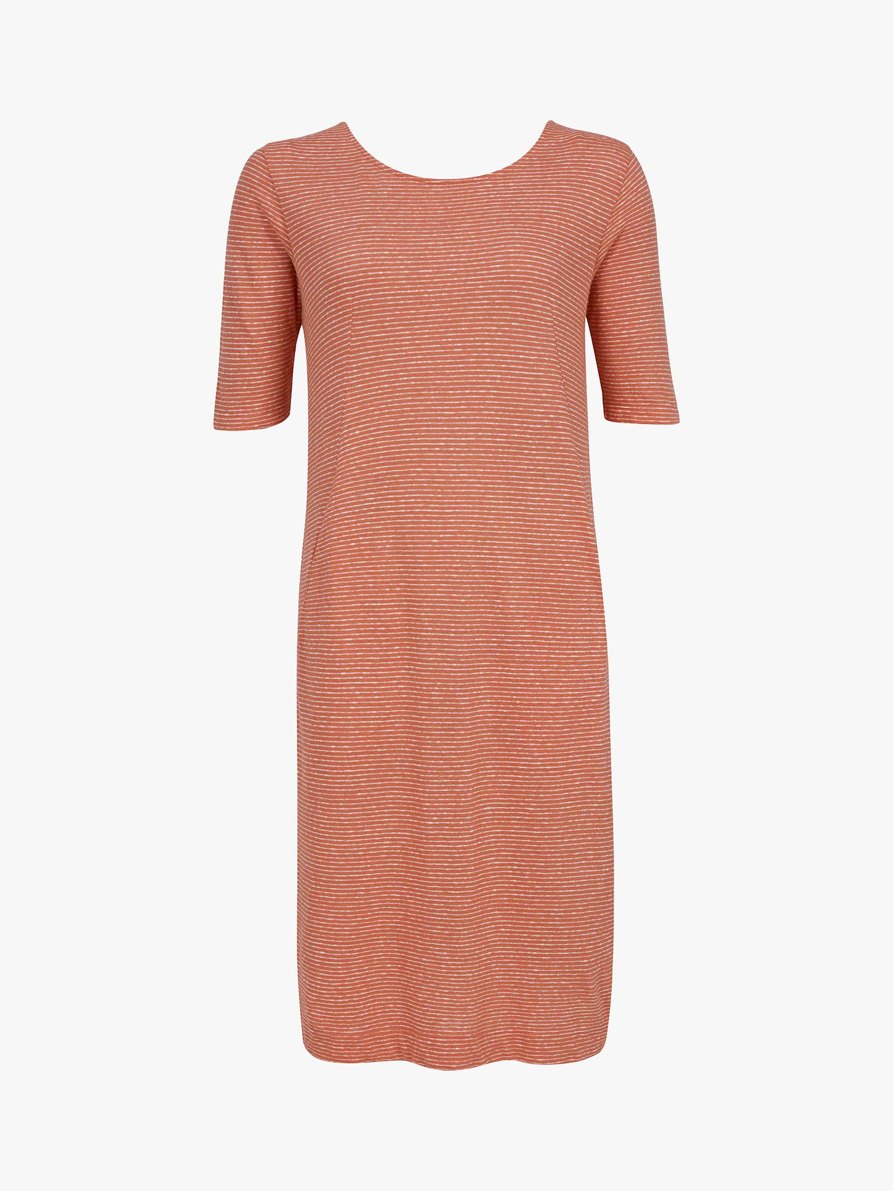 Buy Celtic & Co. Linen And Cotton Button Back Midi Dress, Orange Stripe Online at johnlewis.com