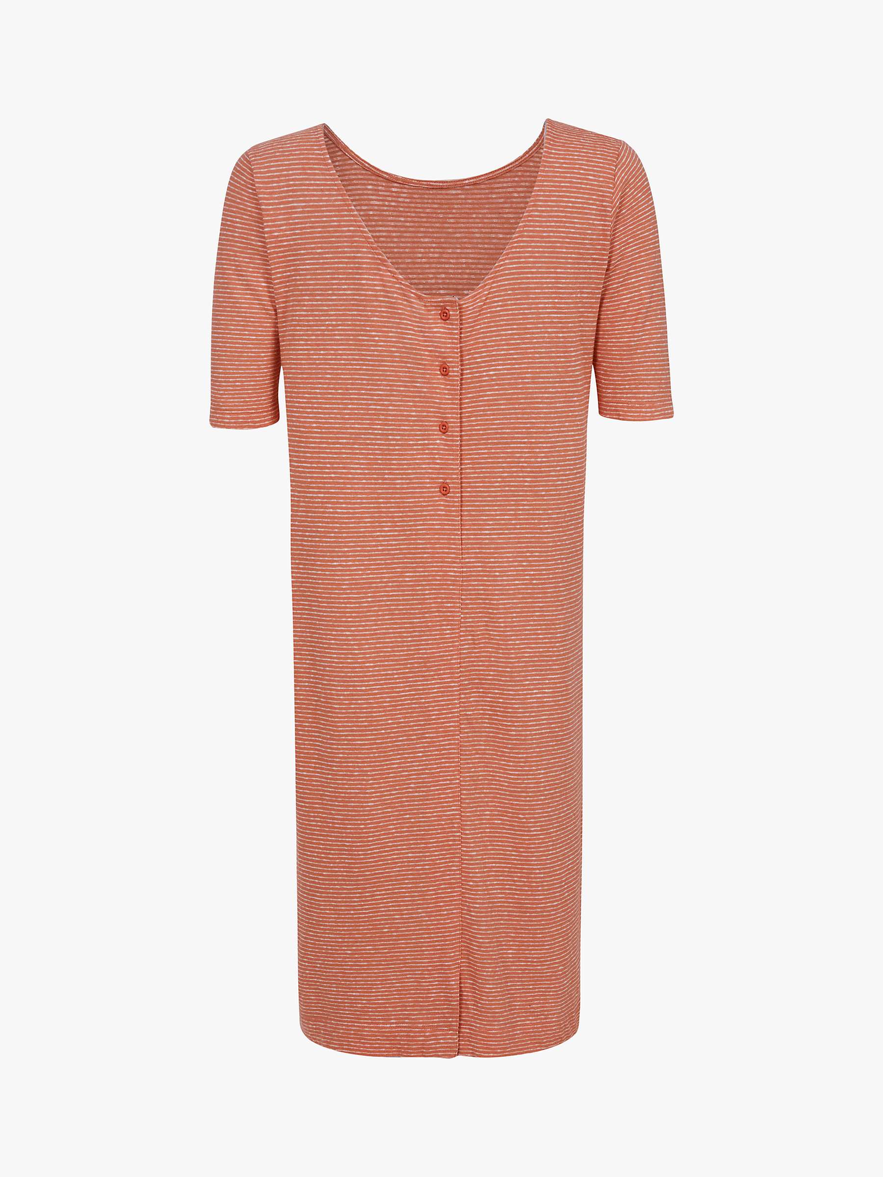 Buy Celtic & Co. Linen And Cotton Button Back Midi Dress, Orange Stripe Online at johnlewis.com