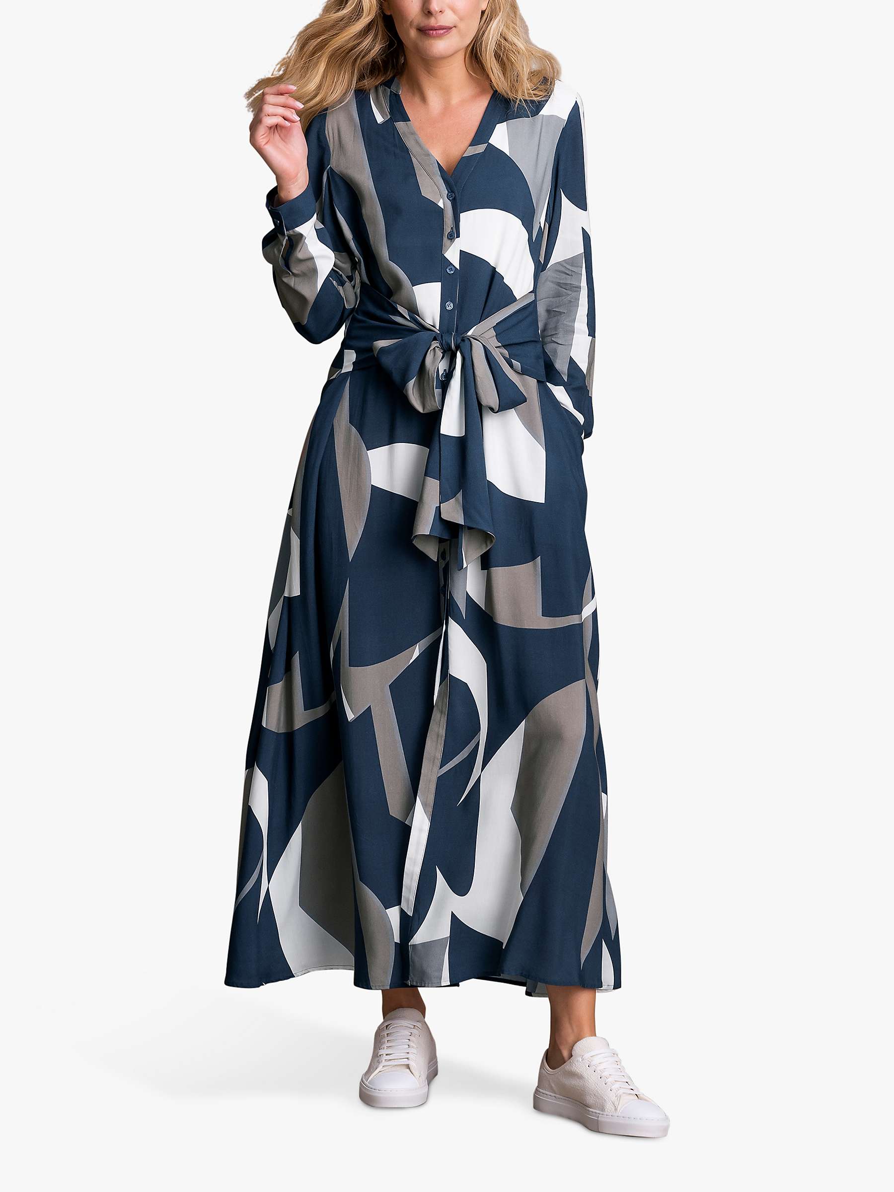 Buy Celtic & Co. Geometric Print V-Neck Midi Dress, Navy Online at johnlewis.com