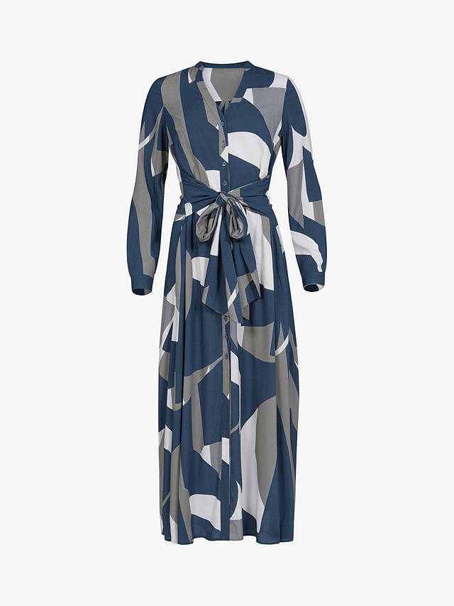 Celtic & Co. Geometric Print V-Neck Midi Dress, Navy