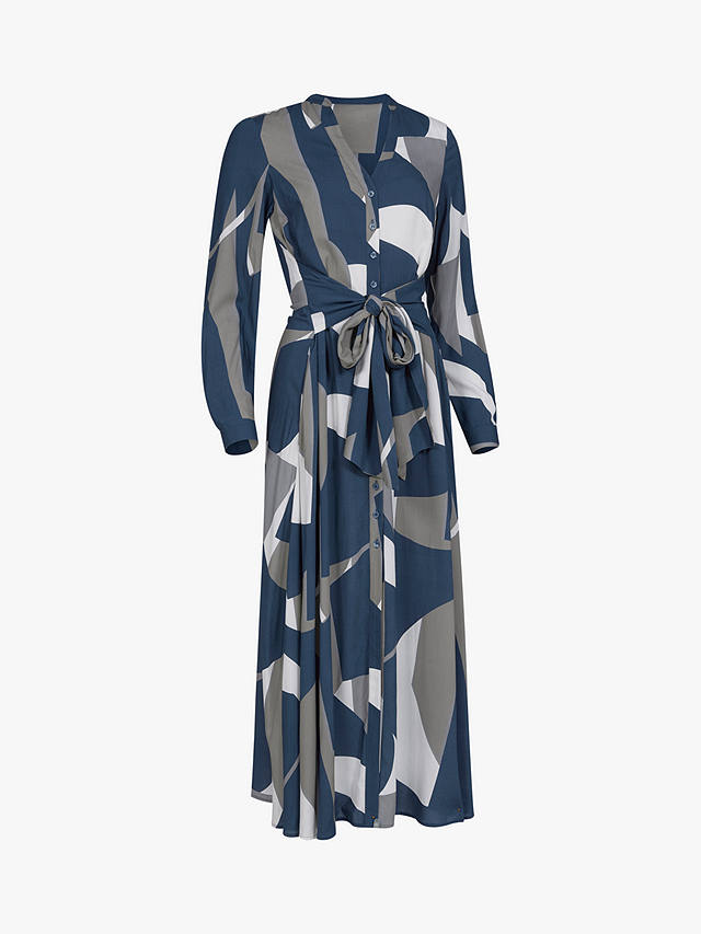 Celtic & Co. Geometric Print V-Neck Midi Dress, Navy