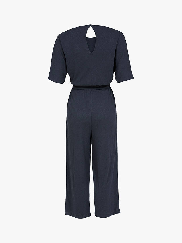 Celtic & Co. Linen/Cotton Short Sleeve Jumpsuit, Navy