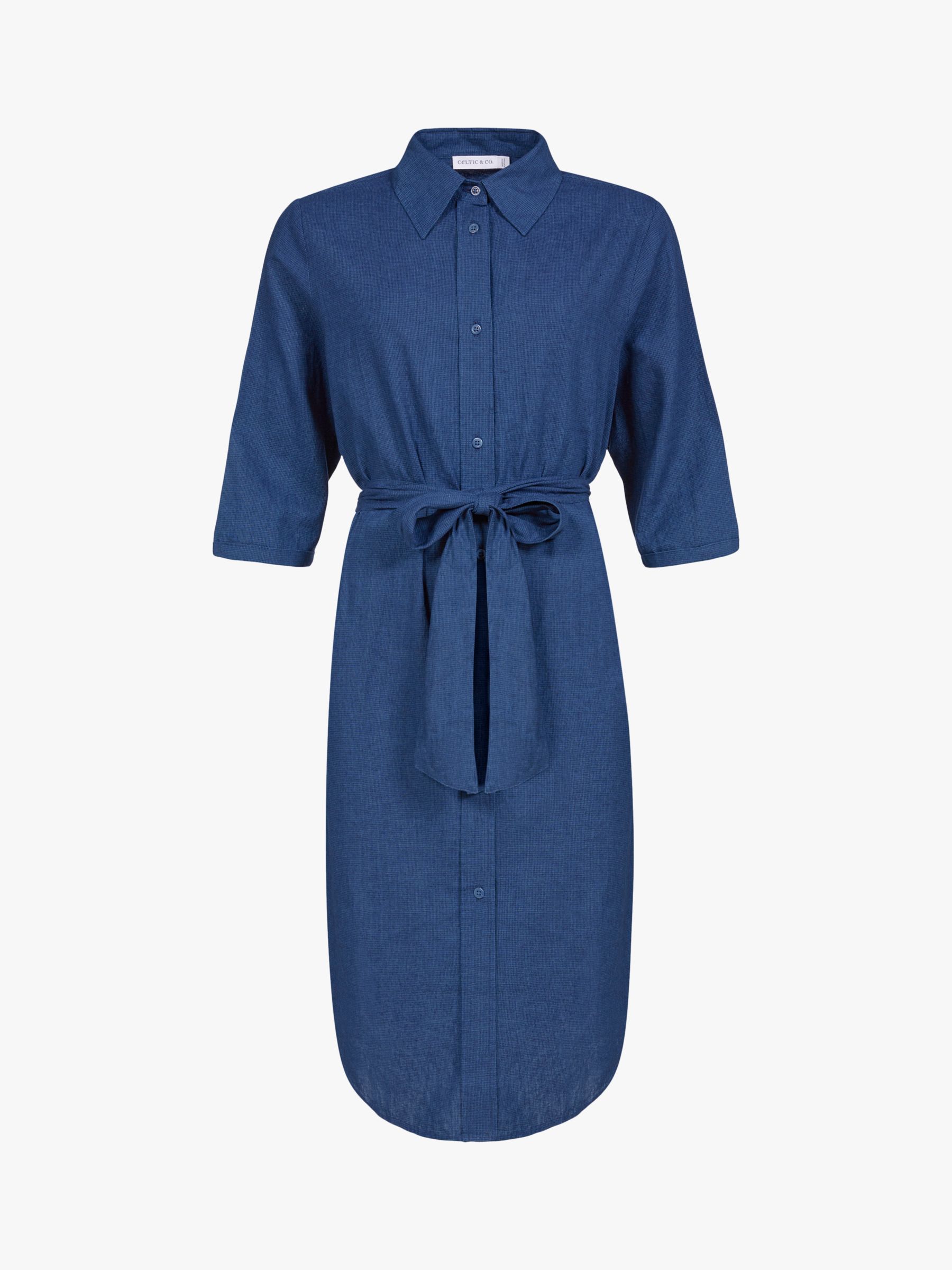 Buy Celtic & Co. Plain Cotton-Linen Shirt Dress, Navy Online at johnlewis.com