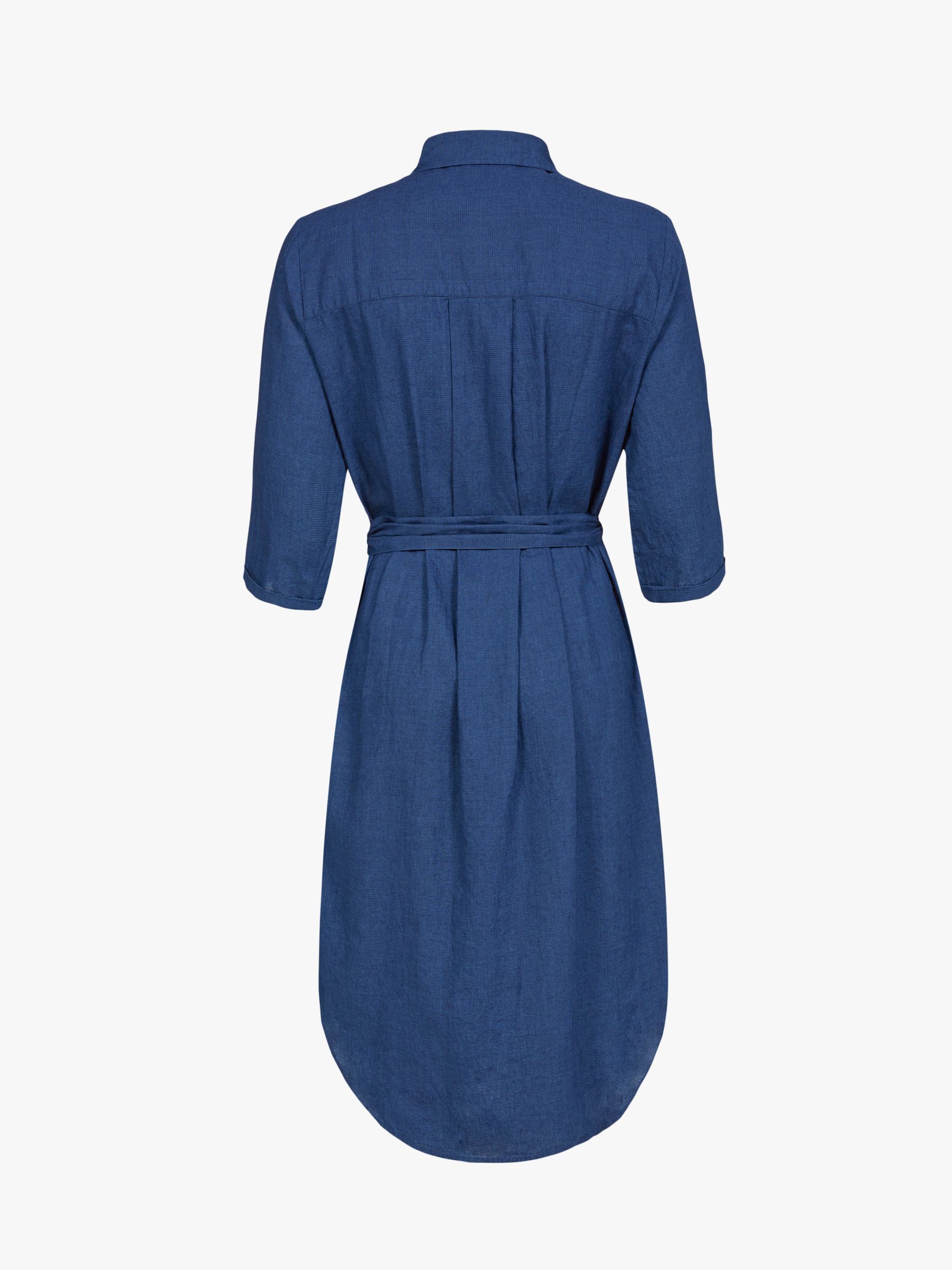 Celtic & Co. Plain Cotton-Linen Shirt Dress, Navy, 8