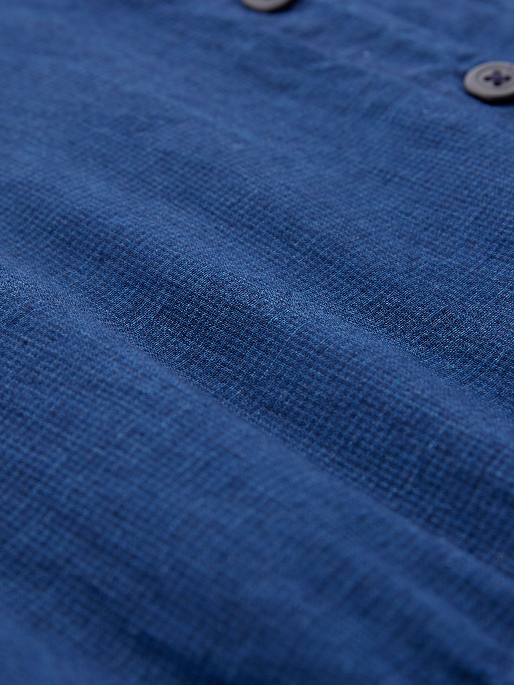 Celtic & Co. Plain Cotton-Linen Shirt Dress, Navy, 8
