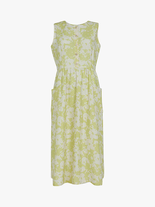 Celtic & Co. Floral Linen Sleeveless Midi Dress, Green