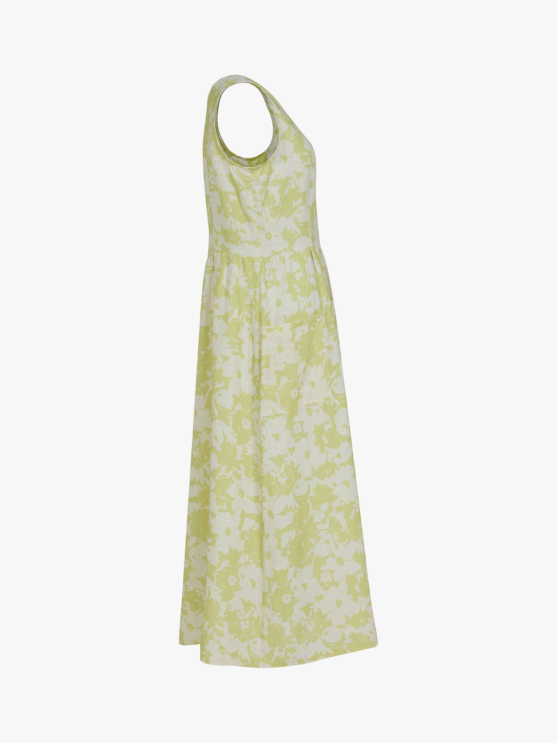 Buy Celtic & Co. Floral Linen Sleeveless Midi Dress, Green Online at johnlewis.com