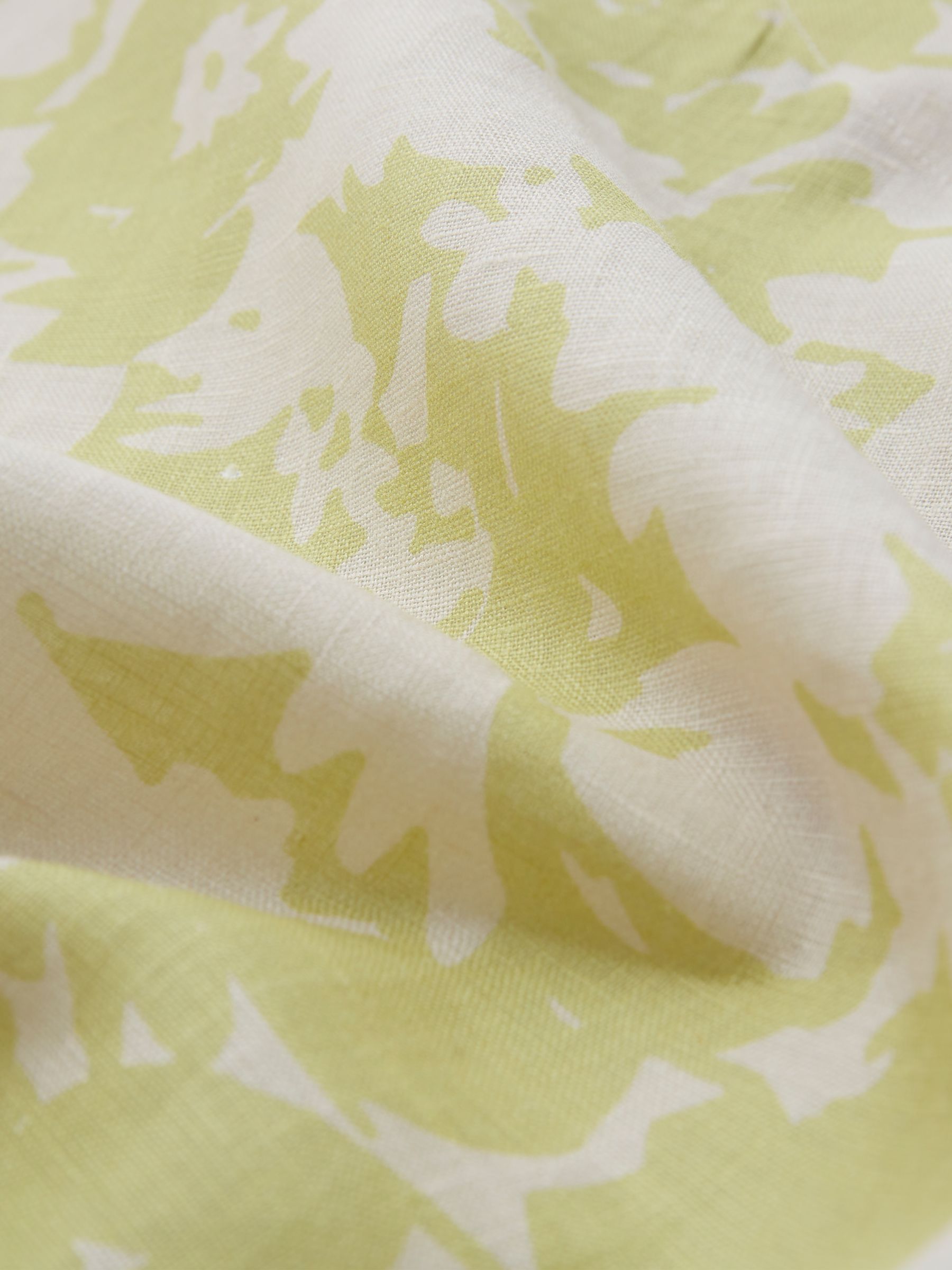 Celtic & Co. Linen Button Through Back Floral Print Top, Fennel, 8