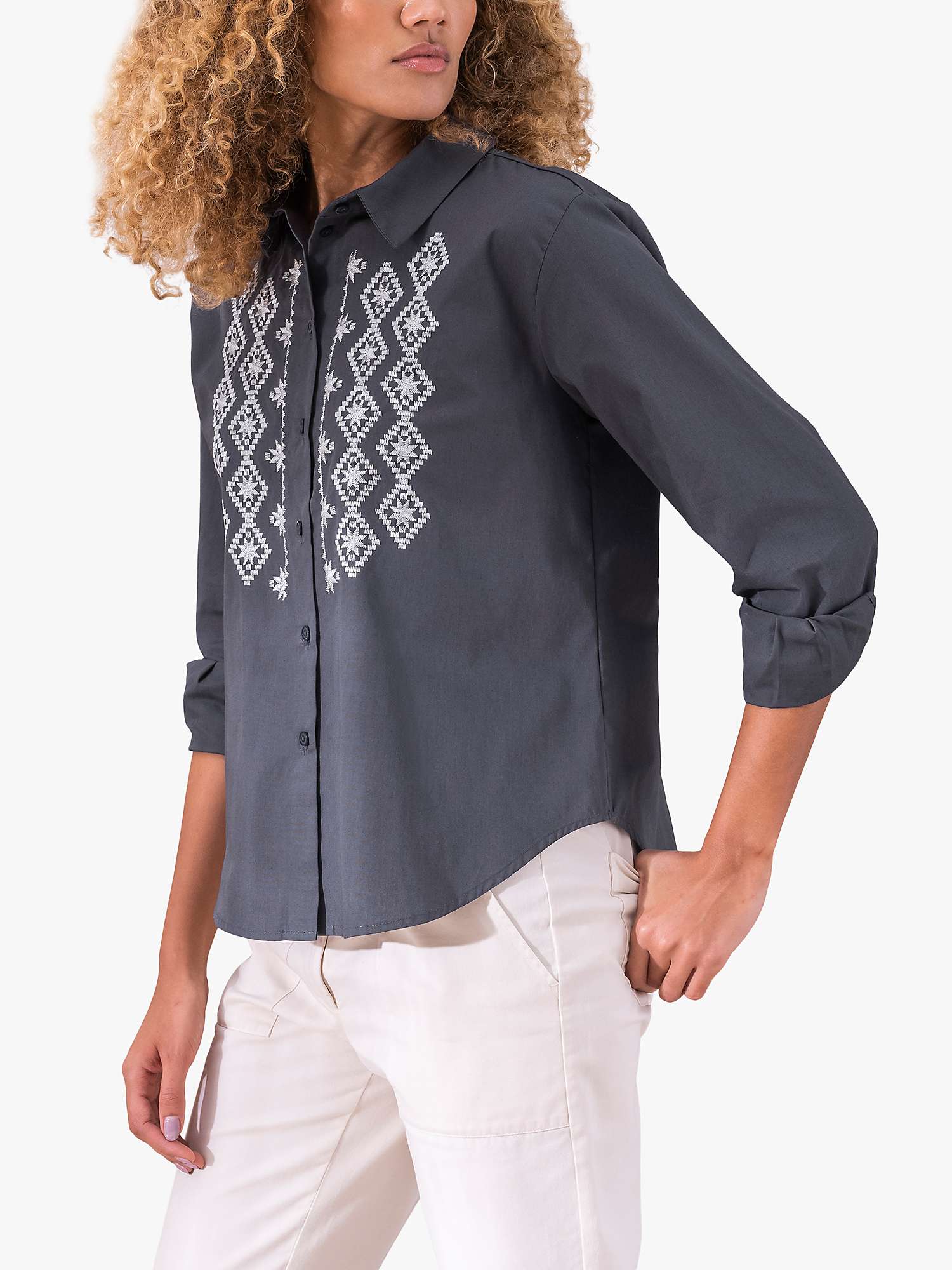 Buy Celtic & Co. Embroidery Detail Blouse, Slate Grey Online at johnlewis.com