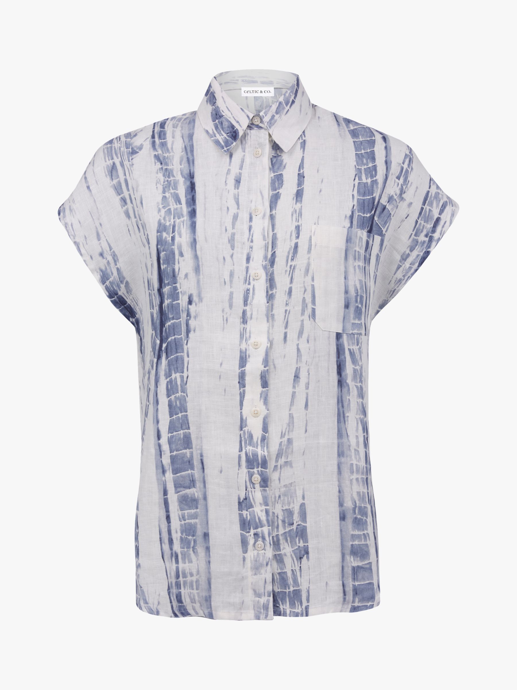 Buy Celtic & Co. Tie Dye Drape Linen Shirt, Indigo Online at johnlewis.com