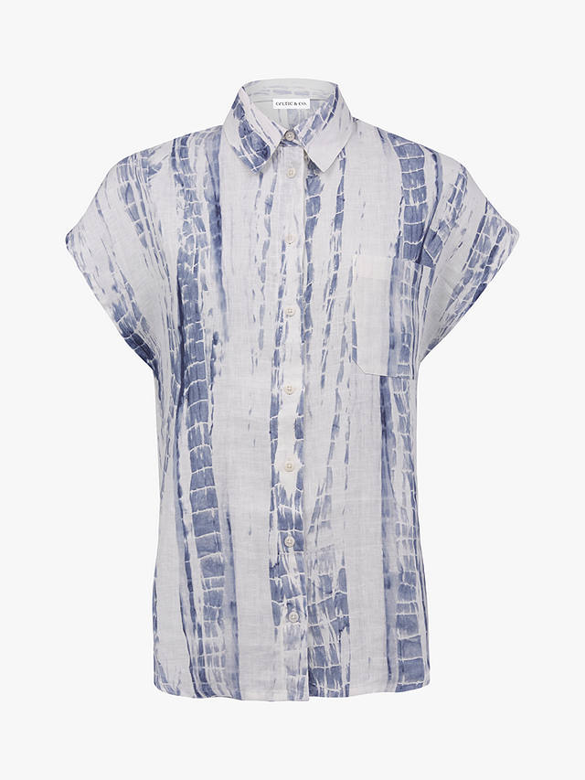 Celtic & Co. Tie Dye Drape Linen Shirt, Indigo