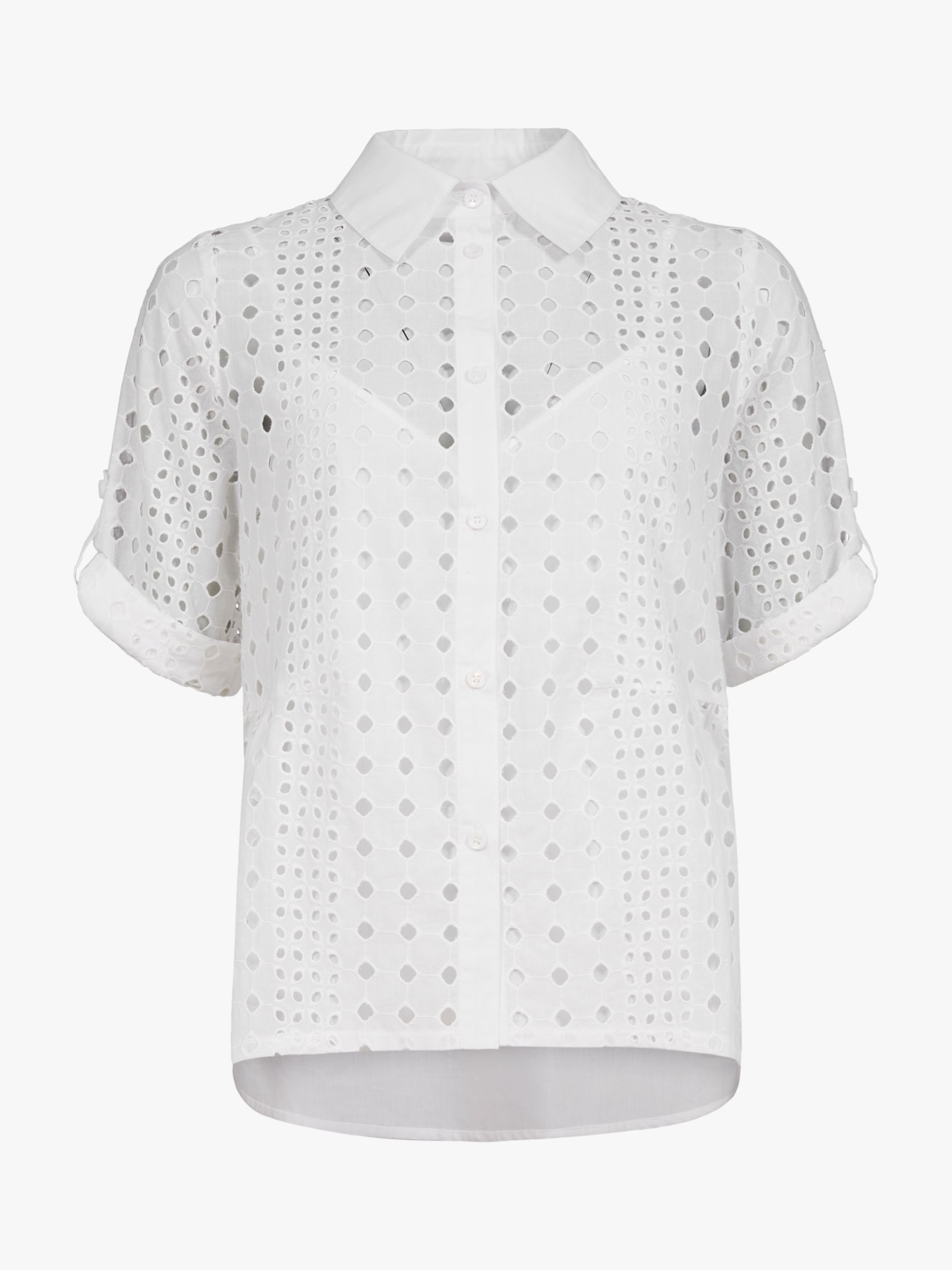 Buy Celtic & Co. Long Sleeve Broderie Detailed Shirt, White Online at johnlewis.com