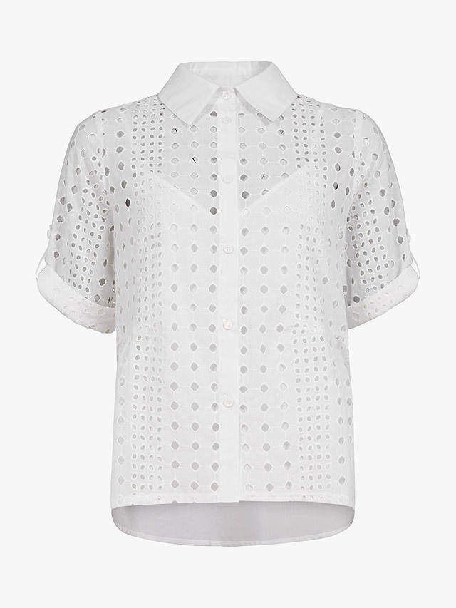 Celtic & Co. Long Sleeve Broderie Detailed Shirt, White