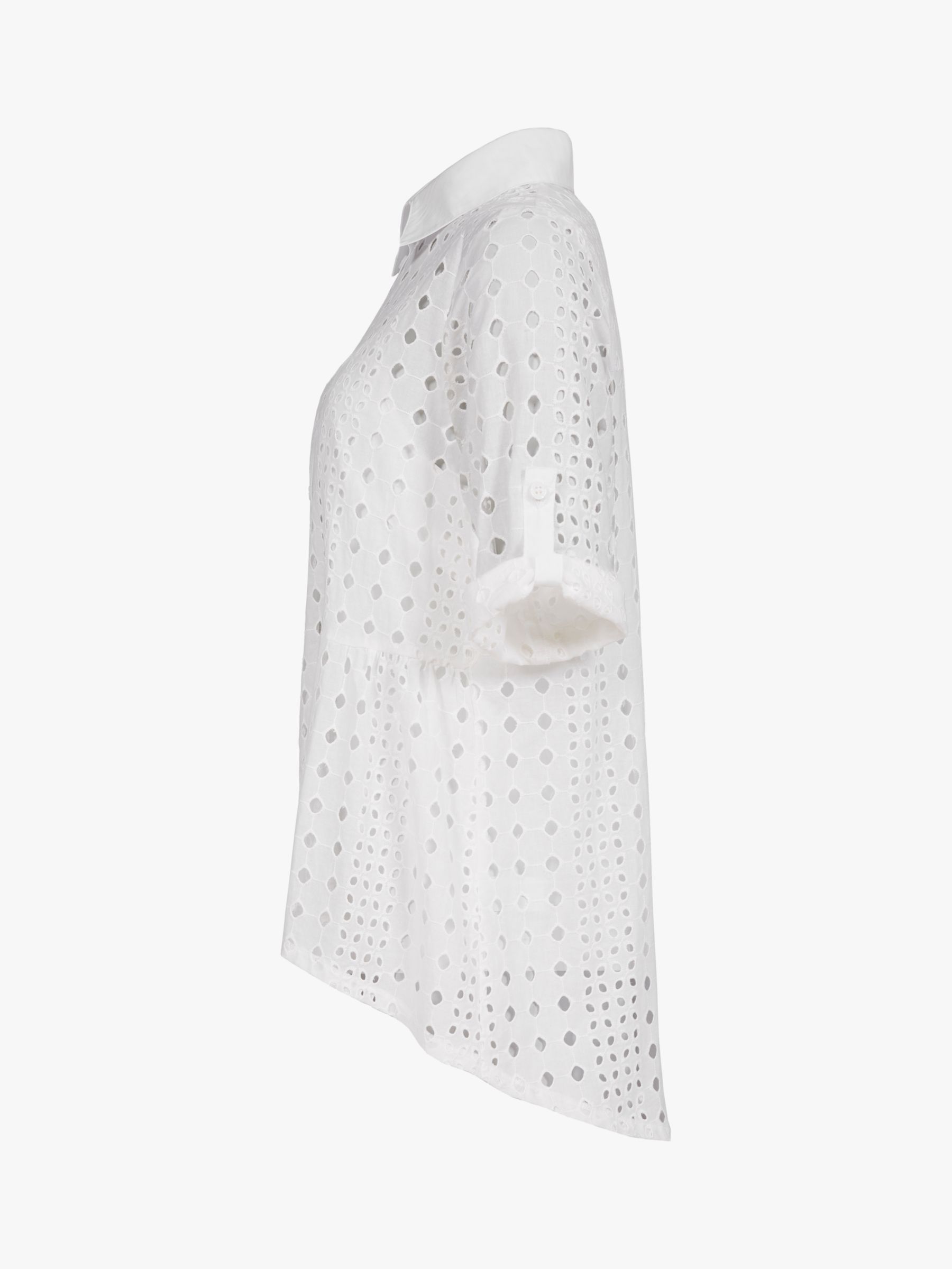 Celtic & Co. Long Sleeve Broderie Detailed Shirt, White, 8