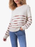 Celtic & Co. Drop Stitch Breton Striped Jumper, Chalk / Burnt Sienna