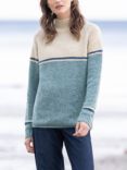 Celtic & Co. Funnel Neck Flecked Wool Colourblock Jumper, Oatmeal/Multi