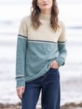 Celtic & Co. Funnel Neck Flecked Wool Colourblock Jumper