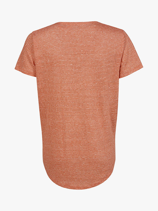 Celtic & Co. Linen Cotton Blend Striped Scoop Neck T-Shirt, Orange