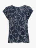 Celtic & Co. Boxy Fir Floral Print T-Shirt, Navy Floral