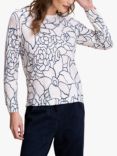 Celtic & Co. Linen Cotton Blend Long Sleeve Floral Top, Chalk, Chalk