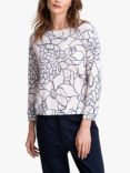 Celtic & Co. Linen Cotton Blend Long Sleeve Floral Top, Chalk