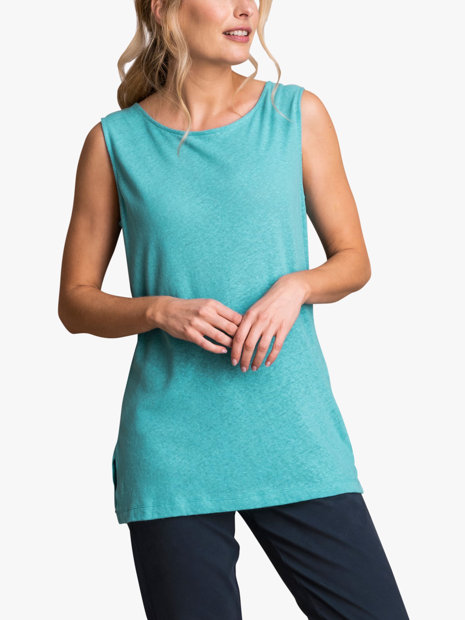 Celtic & Co. Linen and Cotton Scoop Neck Tunic, Sea Glass, 8