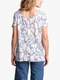 Celtic & Co. Linen Blend Floral Print T-Shirt, Chalk/Blue