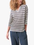 Celtic & Co. Linen Polo Top, Oatmeal Stripe