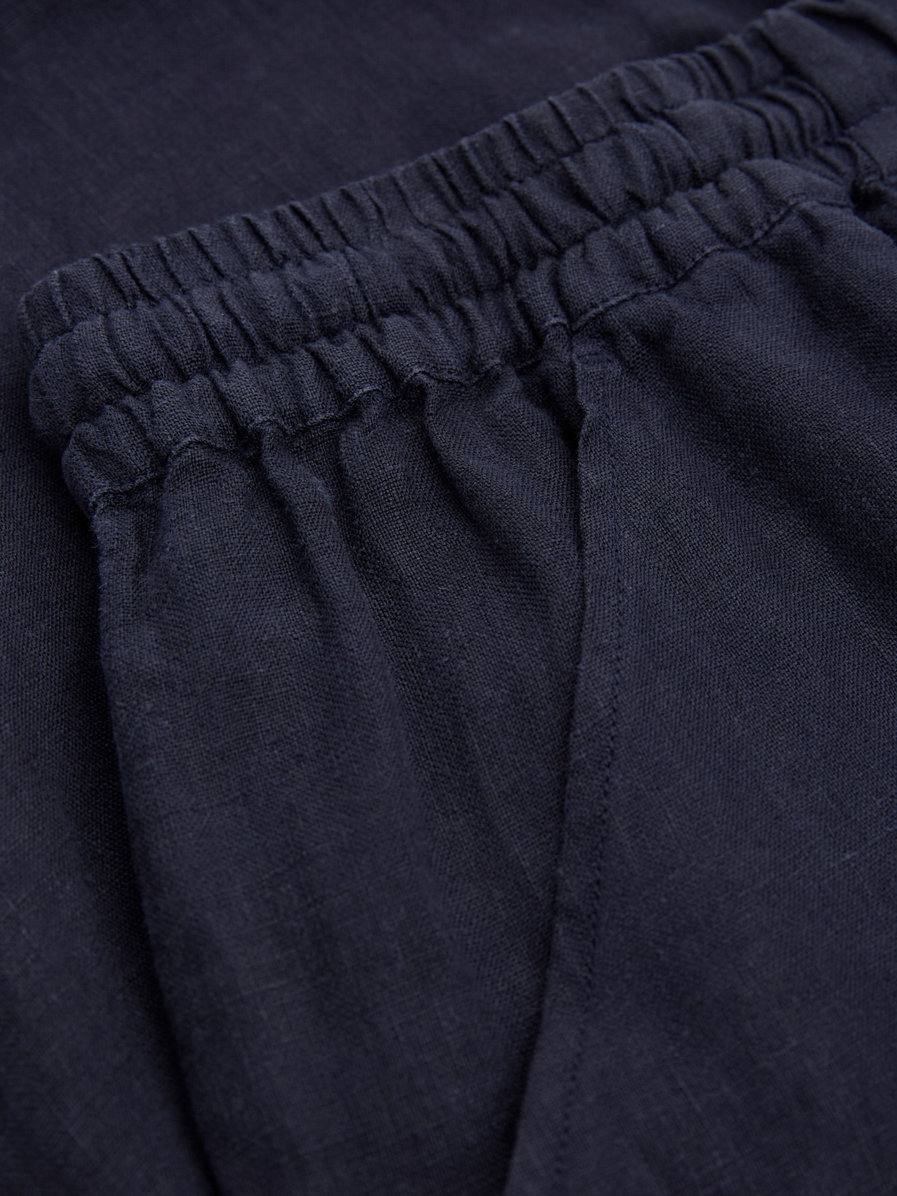 Celtic & Co. Plain Linen Woven Joggers, Dark Navy, 8