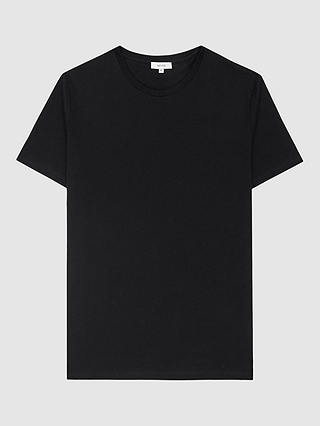 Reiss Bless Cotton Crew Neck T-Shirt, Black