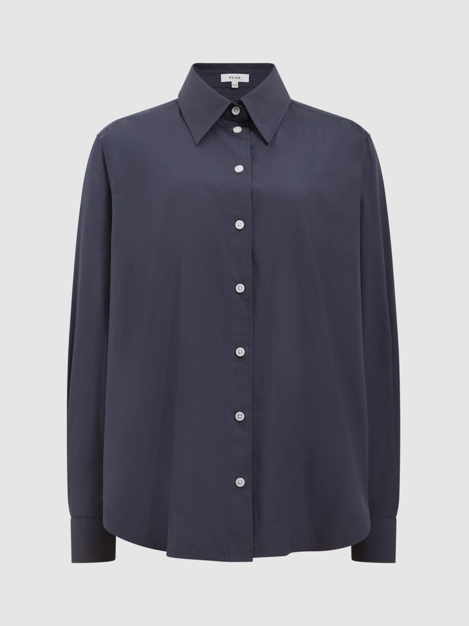 Reiss Jenny Cotton Shirt, Navy at John Lewis & Partners