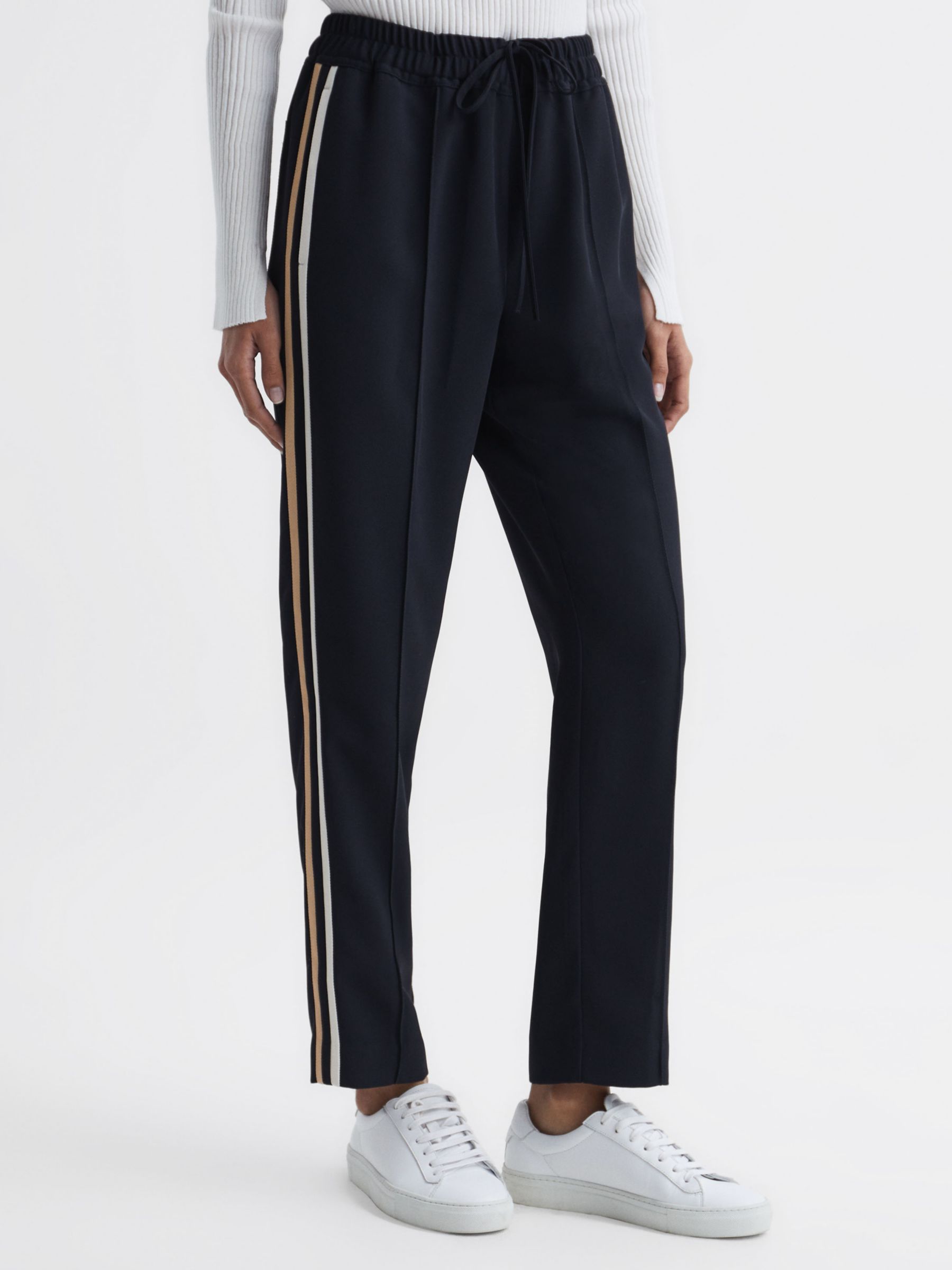 Reiss Odell Tapered Trousers, Navy at John Lewis & Partners