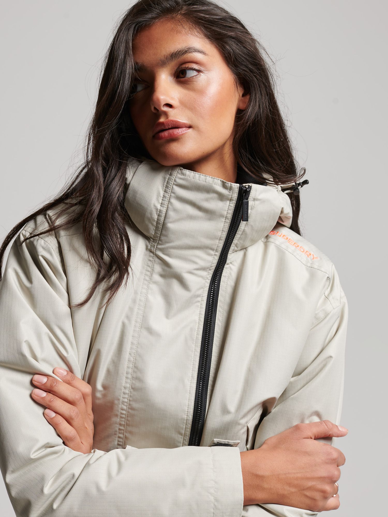 Superdry SD-Windcheater Jacket, Willow Grey Grid at John Lewis & Partners