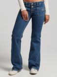Superdry Organic Cotton Blend Vintage Low Rise Slim Flare Jeans, Van Dyke Mid Used
