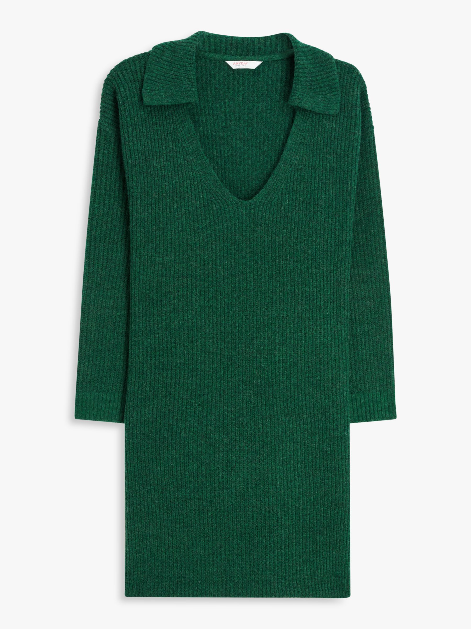 John Lewis ANYDAY Polo Collar Knit Jumper Dress, Emerald at John Lewis ...