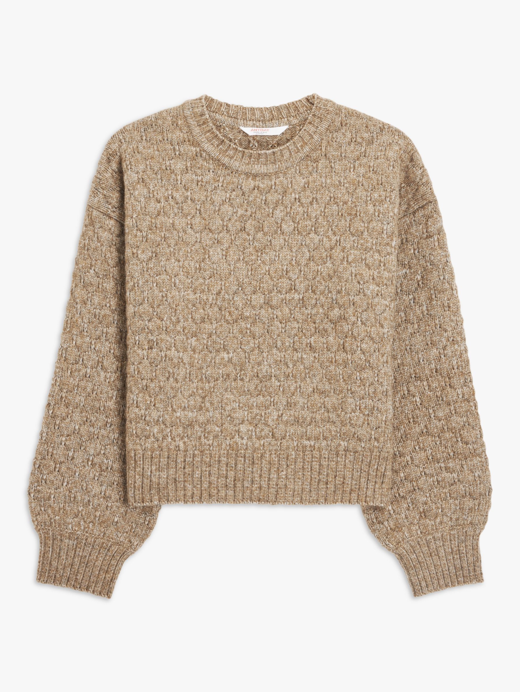 John Lewis ANYDAY Honeycomb Jumper, Neutral at John Lewis & Partners