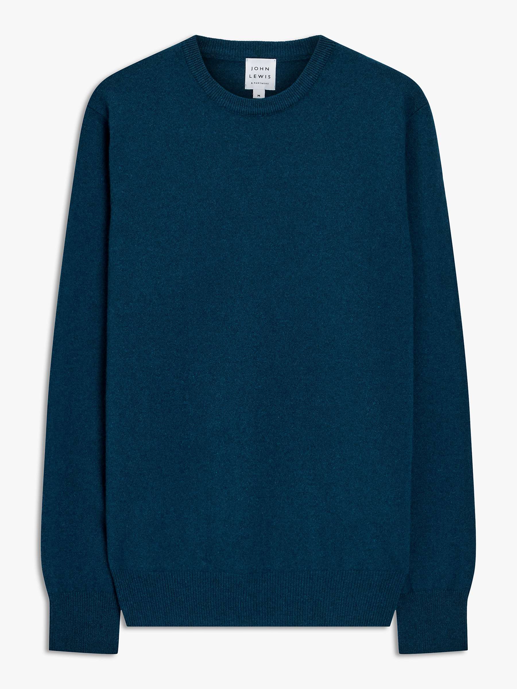 John Lewis Made in Italy Cashmere Crew Neck Jumper, Teal at John Lewis ...