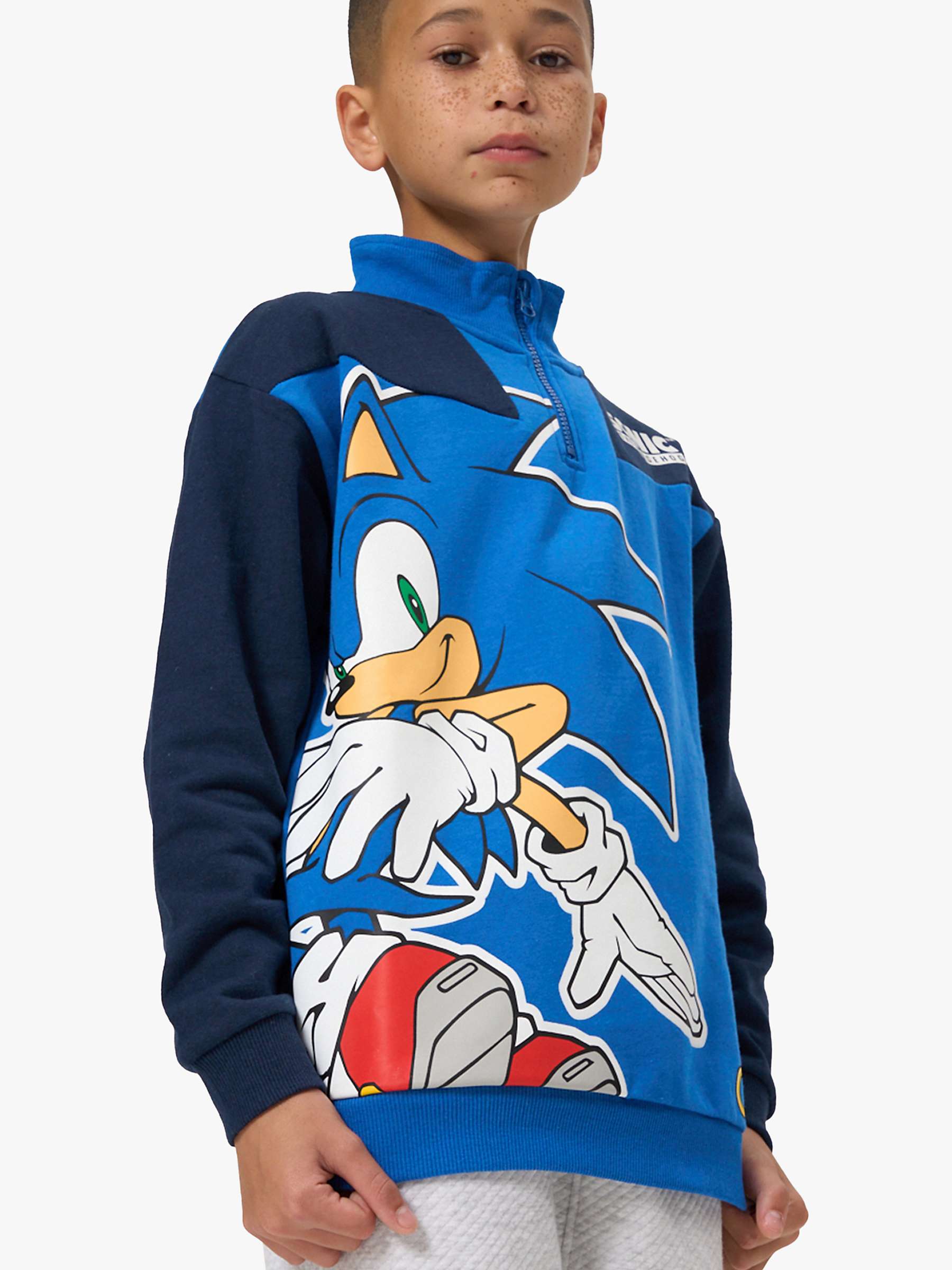 Buy Angel & Rocket Kids' Sonic Graphic Quart Zip Sweatshirt, Blue Online at johnlewis.com