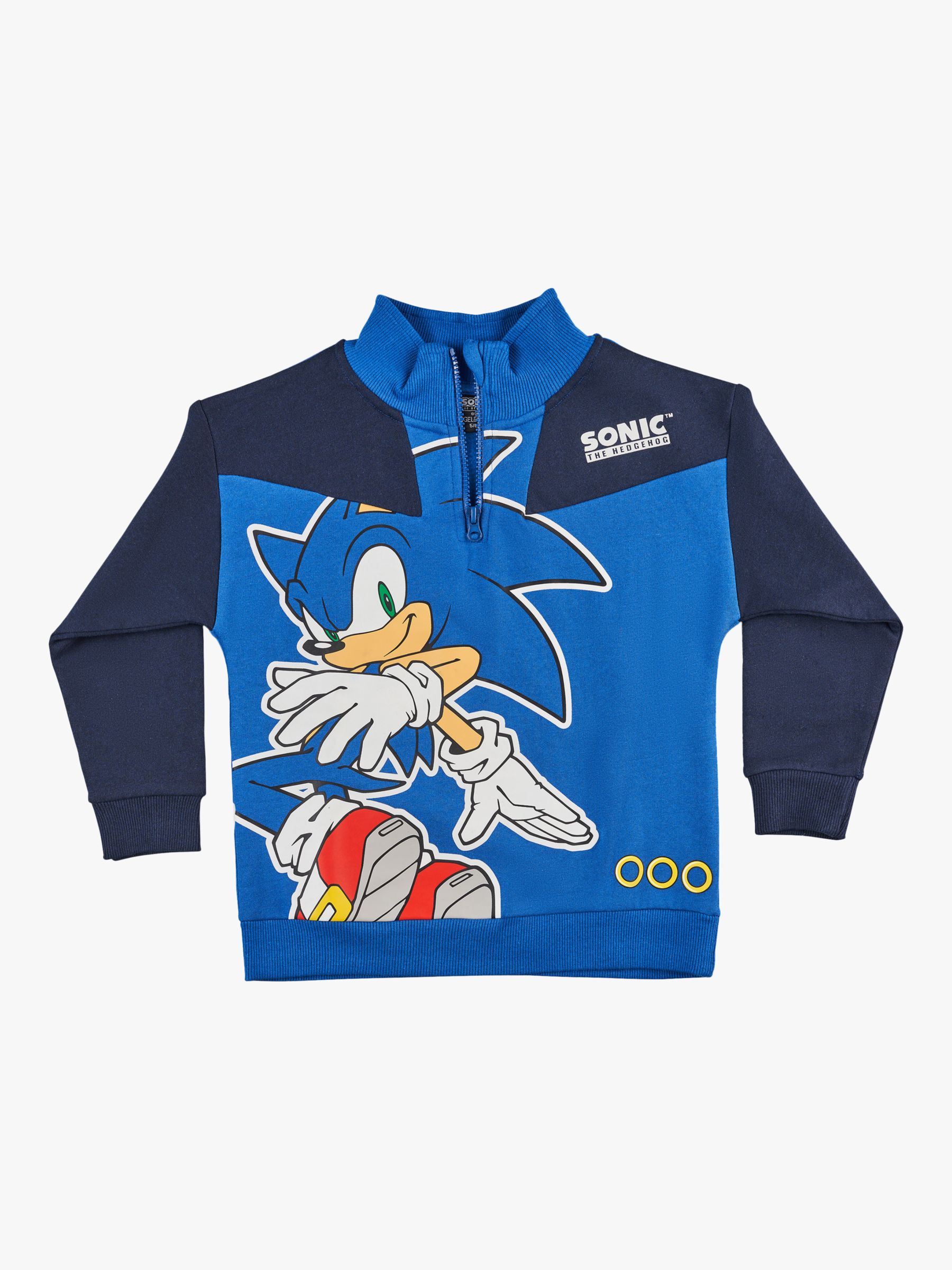Buy Angel & Rocket Kids' Sonic Graphic Quart Zip Sweatshirt, Blue Online at johnlewis.com